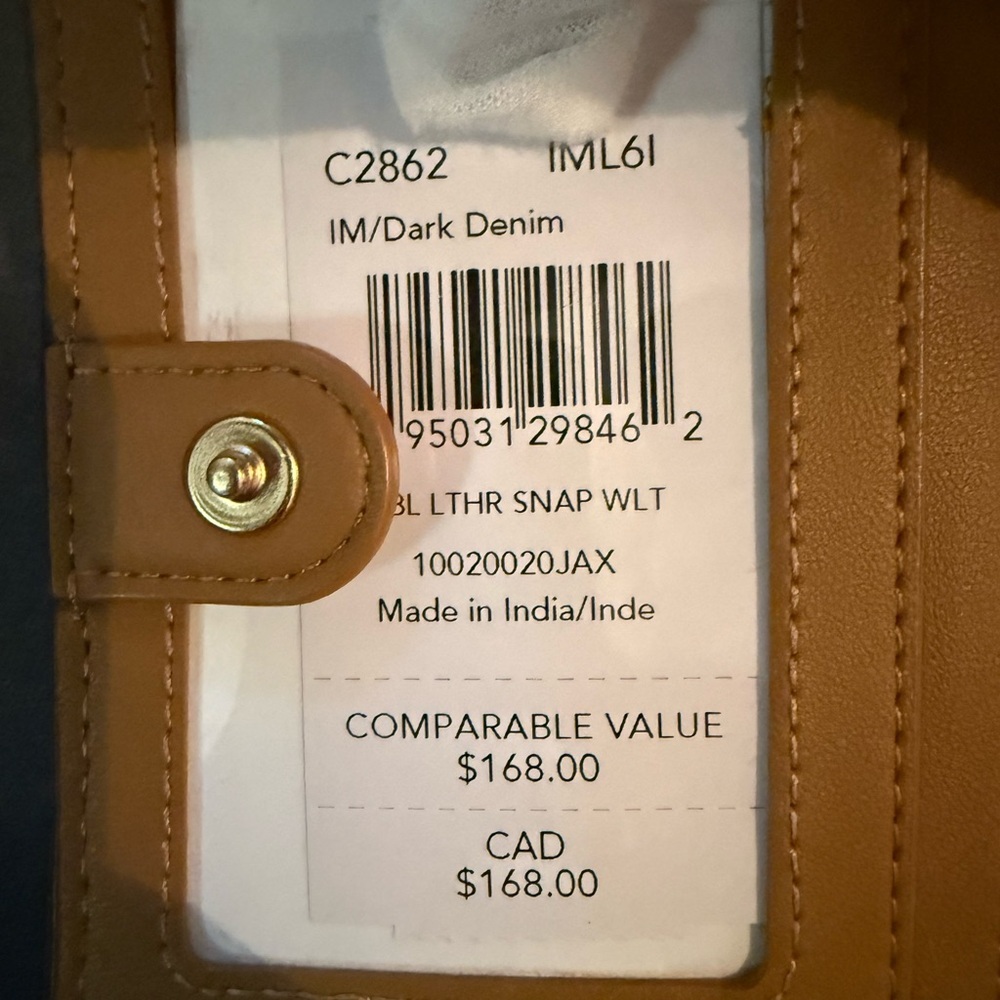 NWT Coach Women's Snap Wallet in IM/ Dark Denim  style # C2862 IML61 - Picture 7 of 15